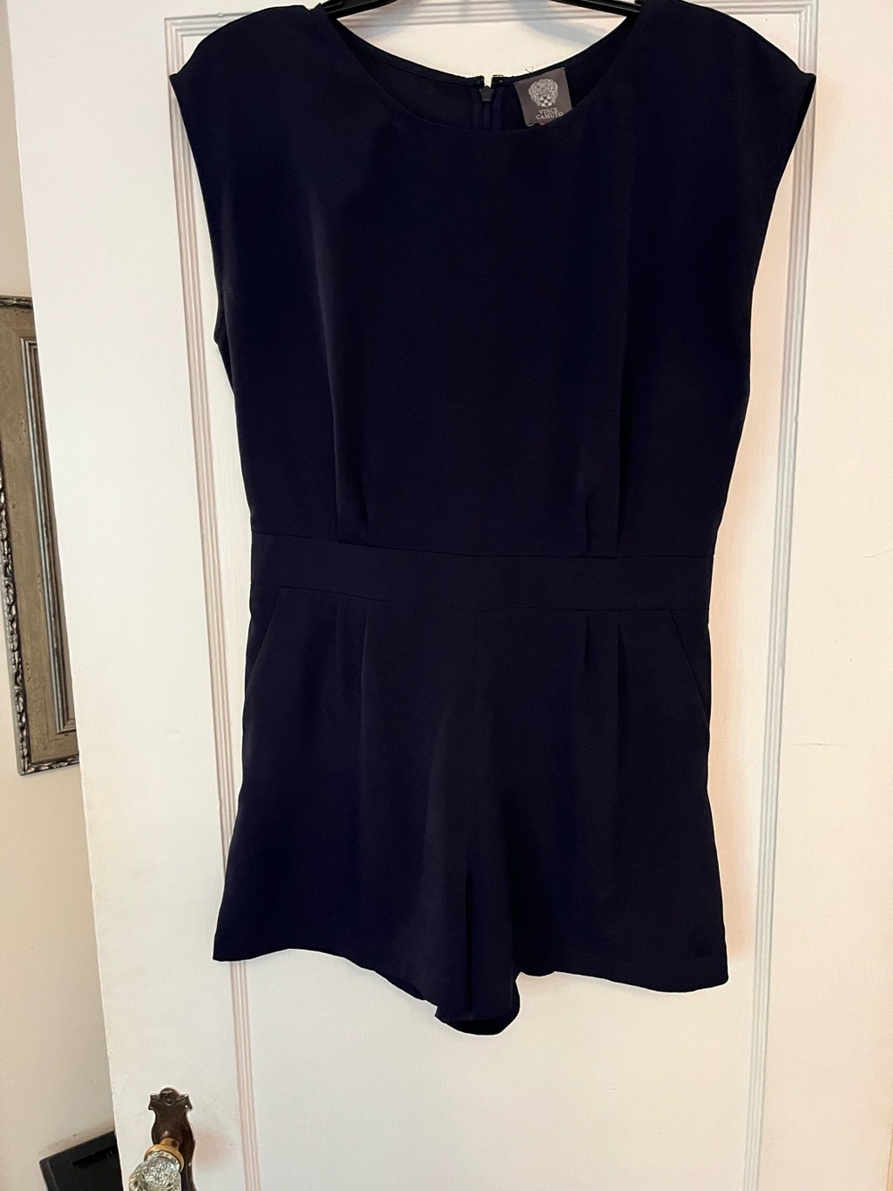 Vince Camuto Navy Blue Cap-Sleeve Romper Jumpsuit (Short)